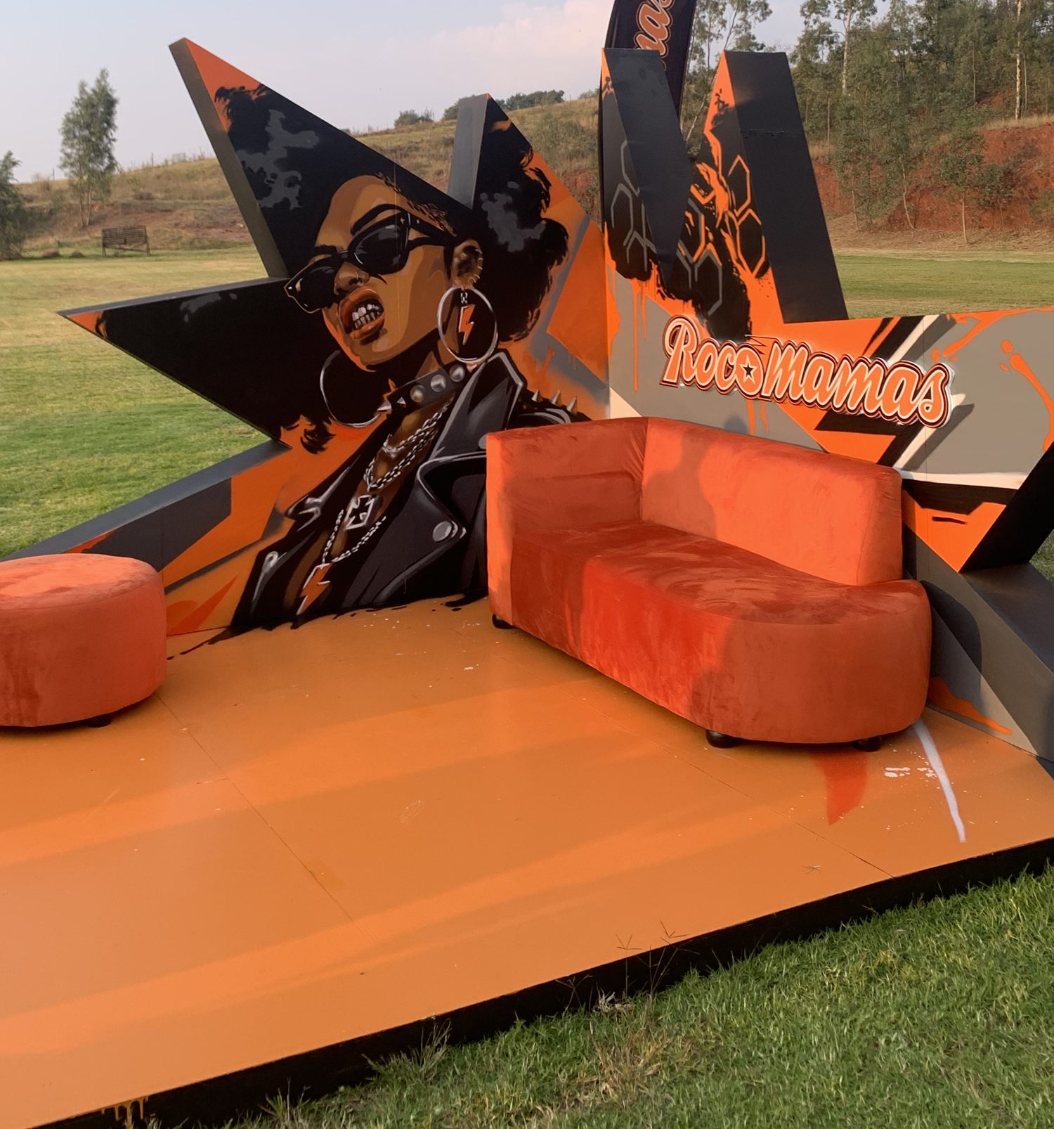 Hand-painted RocoMamas activation set built for Pantone Sundays